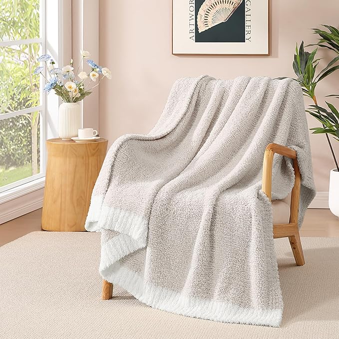 Soft Throw Blanket for Couch-Cozy Reversible Knitted Blankets | Wrensonge Soft Throw Blanket for Couch-Cozy Reversible Knitted Blankets,Cationic Dyeing Taupe