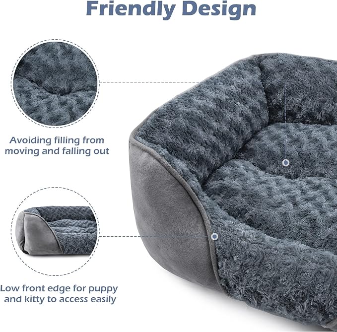 X-Large Dog Bed for Large, Medium, Small Dogs - Rectangle, Washable, Orthopedic, Soft Calming Sleeping Puppy Bed - Durable Pet Cuddler with Anti-Slip Bottom - XL (35"x25"x10")