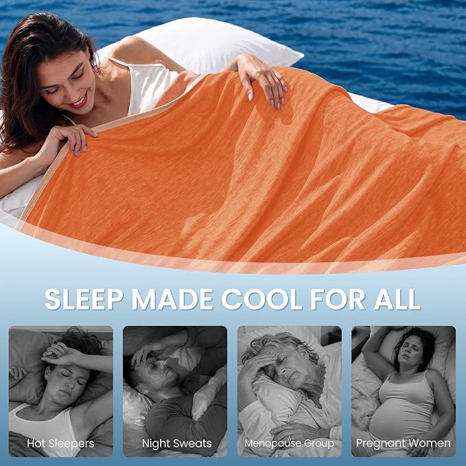 Cooling Blanket(60"x90"Twin Size)for Night Sweats Absorbs Heat to Keep Adults, Children Cool on Warm Nights, Q-Max 0.5 Cooling blankets for Hot Sleepers, Ultra-Cool Lightweight Blanket for Bed | Absorbs Heat Cold Summer Blanket for Night Sweats & Menop...