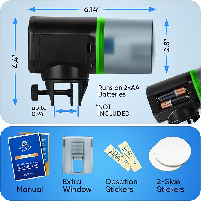 Automatic Fish Feeder for Aquarium - New Generation 2026, Auto Food Dispenser with Timer for Small Tank, Big Aquariums & Pond (Green)