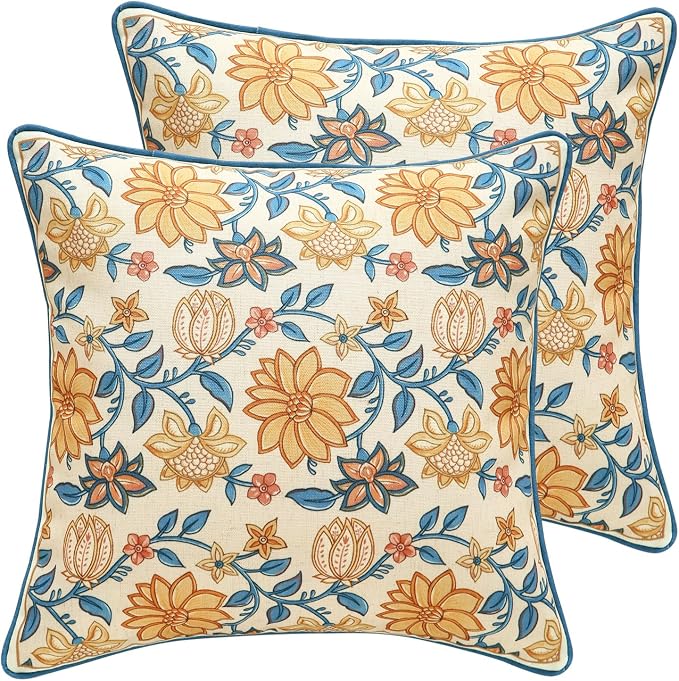 Linen Square Throw Pillow Cover,Set of 2,20"x12"-Estevan B | Designer French Elegant Pillow Cover,Concealed Zipper Design,Sofa,Bedroom,Living Room,Lounge Chairs,All Season Home Decor