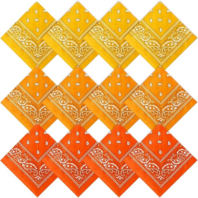 Suhine 12 Pcs Bandanas Bulk 22 x 22 Inch Paisley Headband Cowboy Handkerchief Christmas Thanksgiving Gift for Women Men