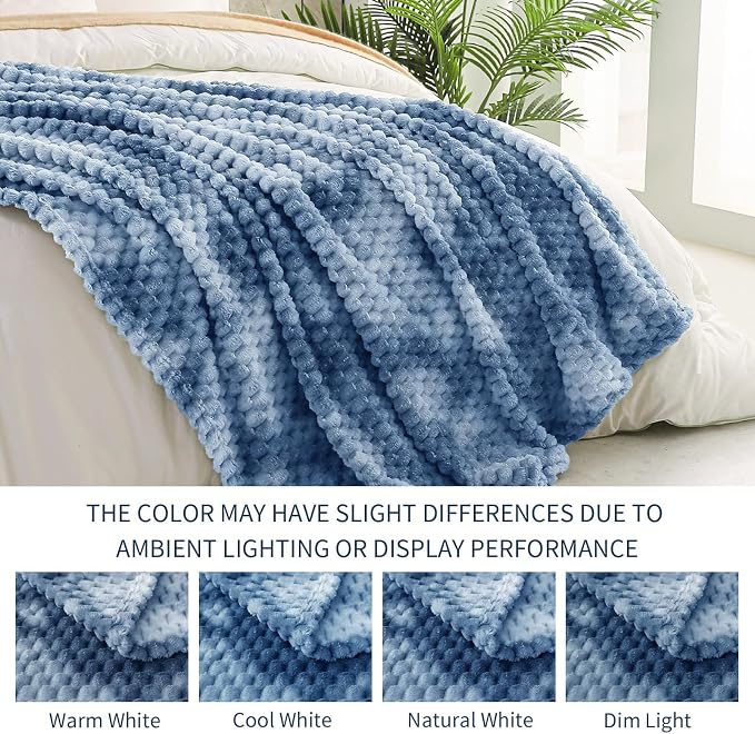 Exclusivo Mezcla 3D Fleece Twin Size Blanket for Bed, Tie-dye Blue | Extra Soft Fuzzy Plush Lightweight Bed Blankets, Cozy Fluffy Decorative Blankets for All Seasons, 90x66 Inches