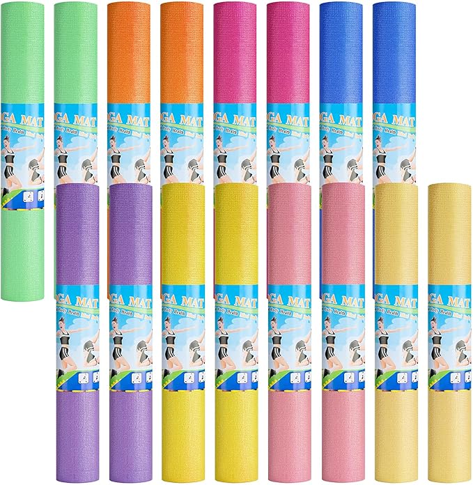 3 mm Thin Yoga Mats Bulk, Lightweight PVC Exercise Mats Non Slip Workout Fitness Pads for Yoga Pilates Stretching Classes Gym Home Studio, Easy to Clean