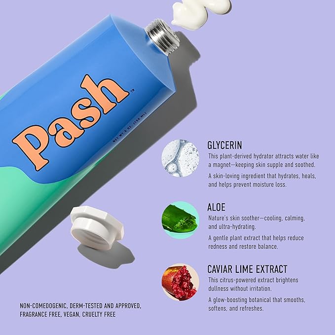 Pash Skin Barrier Rescue & Repair Daily Moisturizer, Fragrance-Free, Face & Body Lotion, Sensitive Skin, with Aloe Vera, Golden Seaweed & Caviar Lime Extract | Instantly Soothes Dry and Irritated Skin