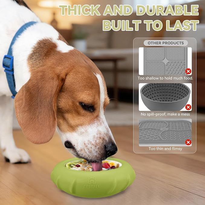 Dog Lick Bowl, Bestalk Wobbly Freeze Bowl Enrichment Feeder for Dogs, Anxiety Relief Lick Mat Puzzle Toy for Distraction, BPA Free Silicone, Dishwasher Safe(Green,S)