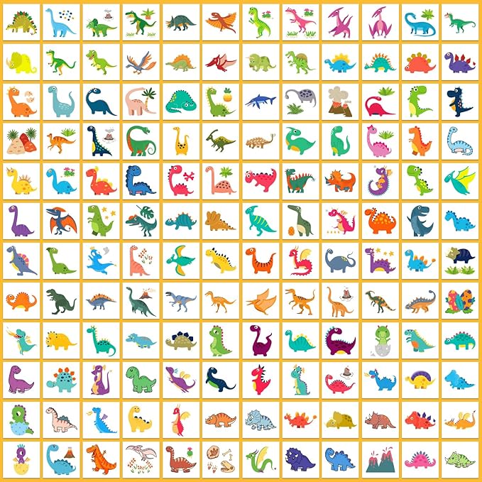 Partywind 408 PCS Kids Tattoos for Party Supplies, Individually Wrapped Sheet Temporary Tattoos Stickers for Kids Goodie Bag Stuffers, Fun Birthday Party Favors - Dinosaur