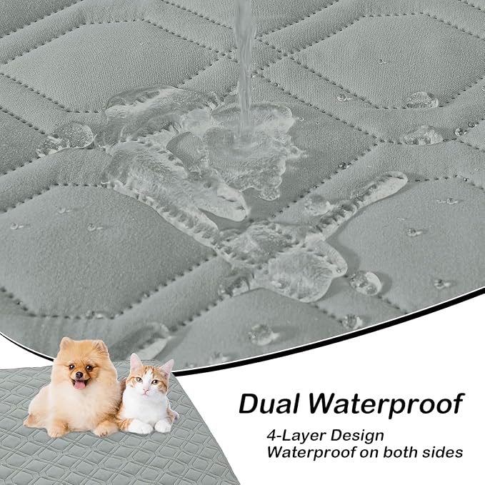 Waterproof Dog Bed Blanket - Soft Pet Blanket & Sofa Cover for Dogs | Reversible Washable Furniture Protector, Couch Covers for Pets (40x80 Inch, Grey/Grey)