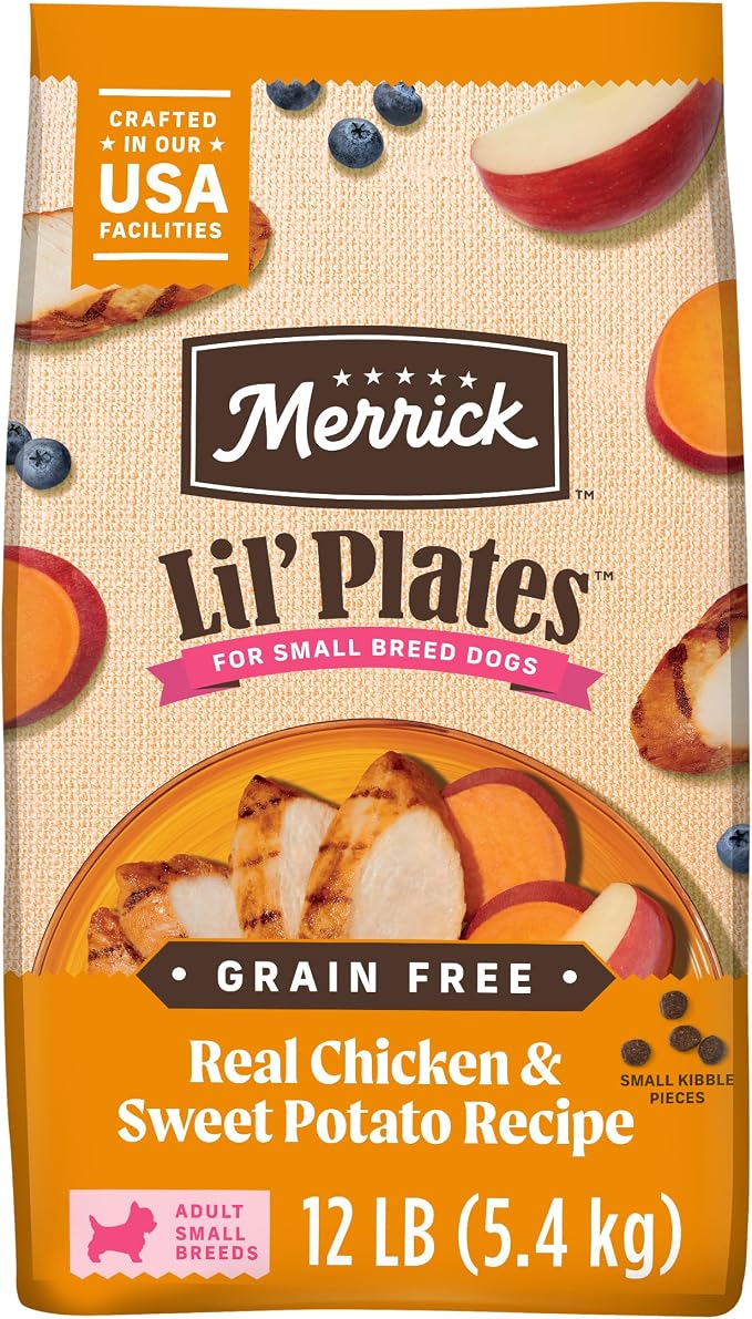 Merrick Lil’ Plates Premium Grain Free Dry Dog Food For Small Dogs, Real Chicken And Sweet Potato Kibble - 12.0 lb. Bag