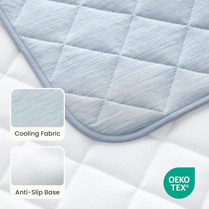 COZY KISS Dog Cooling Mat 27"x36" Q-Max>0.4, Waterproof Pet Bed Cover, Non-Slip Dog Bed Mat, Washable Cooling Pad for Small Dogs, Cats, Crate, Couch, Furniture Protector(Blue)