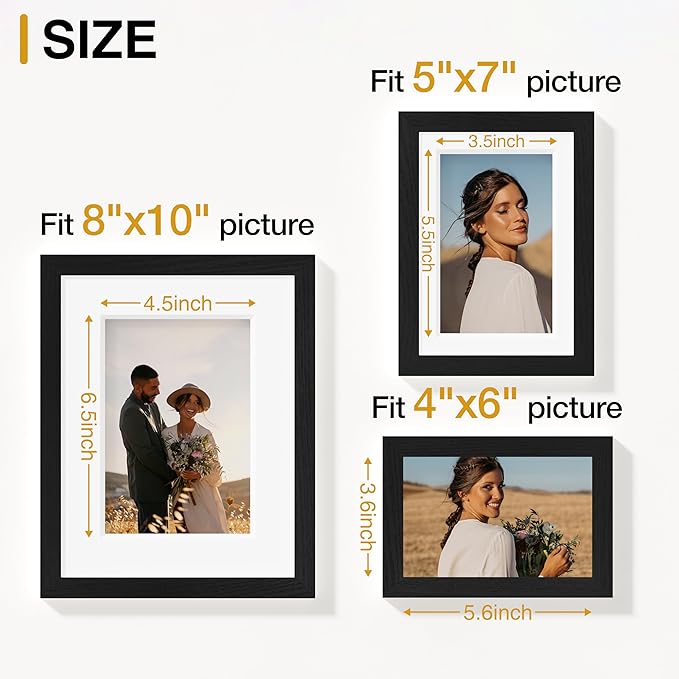 Vittanly 15 Pack Picture Frames Collage Wall Decor, Wall/Tabletop Display | Black, Multi-Size Gallery Wall Frame Set: 3pcs 8x10, 6pcs 5x7, 6pcs 4x6. Picture Frame Set for Family