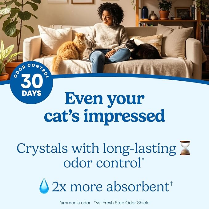 Fresh Step Clean Care Crystal Cat Litter, 8 lb., 2 Pk | Crystal Litter, Scented with Febreze Freshness, Naturally Light Weight, Low Dust, Febreze Freshness for up to 30 days