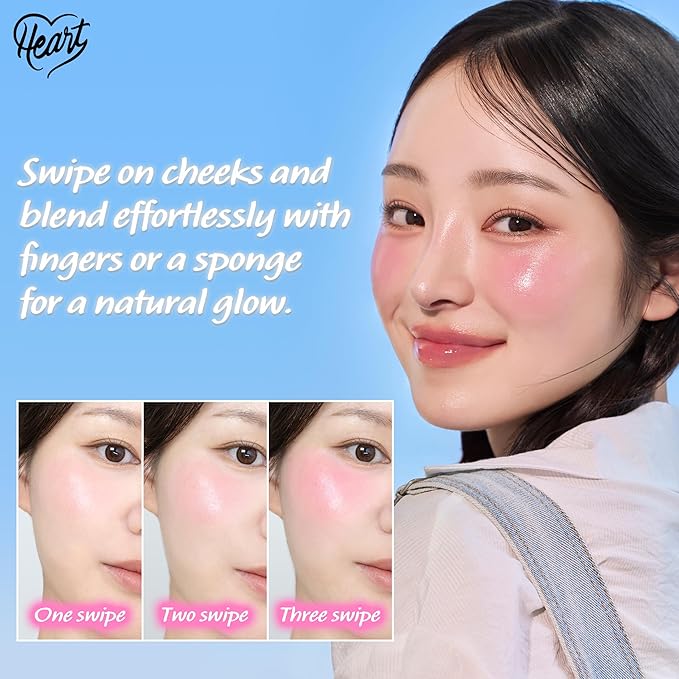 TOUCH IN SOL In My Heart Stick Blush (#Punch Pink) - Pink Cream Blush Stick for Korean Makeup, Lip & Cheek Multi-Use, Blendable Milk Blusher for Dewy Glow, Kbeauty (0.21 Oz)