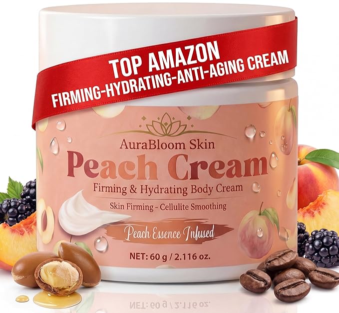 Peach Lift & Firming Body Cream | Peach Essence Infused Hydrating Moisturizer & Skin Firming Body Cream - Skin Tightening & Anti Cellulite Cream For Women-Lightweight fast absorbing Formula -2 Oz
