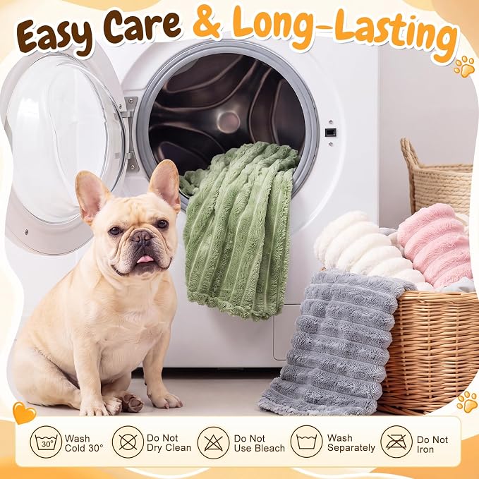 Irenare 4 Pack Fleece Pet Blanket for Small Dog Cat, 16 x 23 Inch | Fluffy Faux Rabbit Fur Washable Soft Plush Blanket for Puppy Kitten Furniture Couch Bed Travel Carrier, 4 Colors