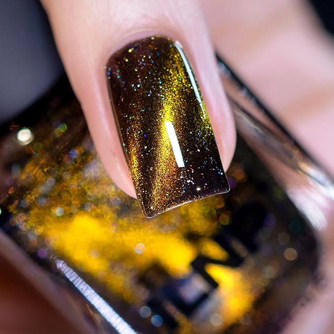 ILNP Jackpot - Black-Based Gold Magnetic Holographic Nail Polish