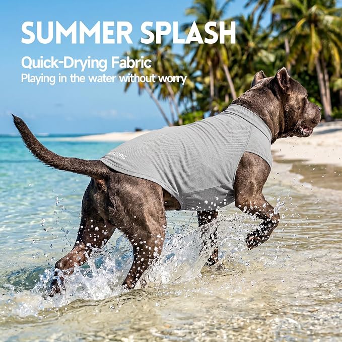 XPUDAC 2 Pack Sun Protection Dog Shirts, Quick Dry Breathable Dog T-Shirt Stretchy Lightweight Sleeveless Pet Summer Clothes for Large Dogs Sensitive Skin Soft Pet Tank Top Vest Boy,4XL