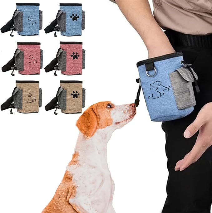 PetnBeyond Dog Treat Pouch Lightweight and Portable Pet Safe Treat Bag, Training Hands-Free Snack Bag with Built-In Poop Bag Dispenser, Capacity for 2 Cups - Great For Walking (Red, Silhouette)