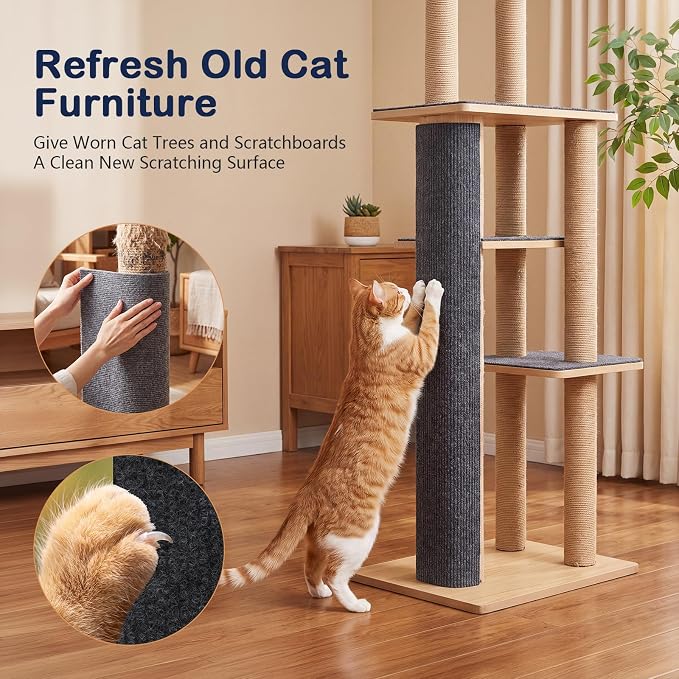 Cat Scratch Furniture Couch Corner Protector from Cat Claws, 78.7x15.8 Inch | Cat Wall Scratcher Mat with Catnip, Adhesive Cat Scratching Pads Renew Cat Stuff Sofa Tree Scratching Post Board Bed Tower