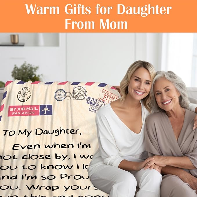 UFOORO Throw Blanket Gifts for Daughter, to My Daughter Blanket from Mom, Thoughtful Mothers Day, Birthday, or Graduation Gift, Best Gift Idea for Her, Daughter Gifts from Mom 55"X70"