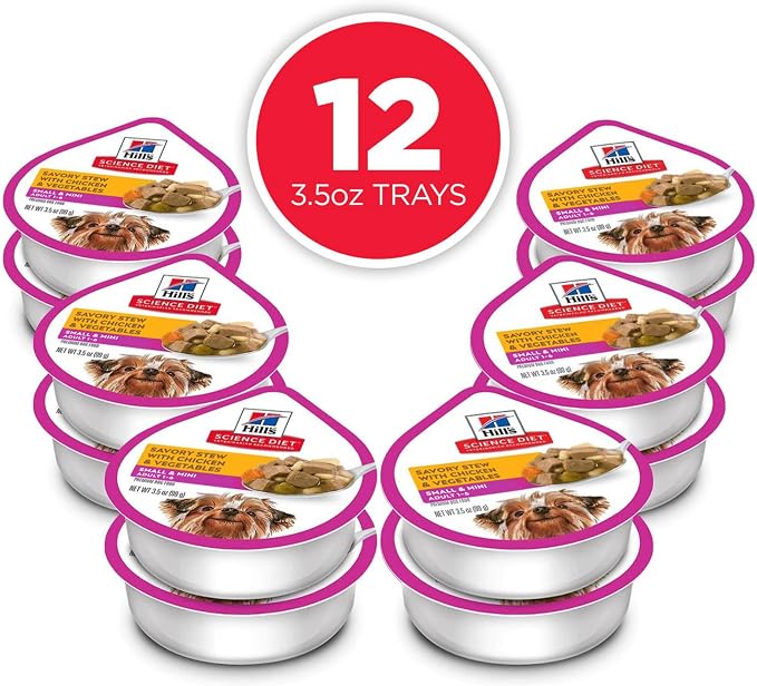 Hill's Science Diet Adult 1-6 Small & Mini Wet Dog Food | #1 Veterinarian Recommended, Chicken & Vegetables, 3.5 oz. Trays, 12-Pack