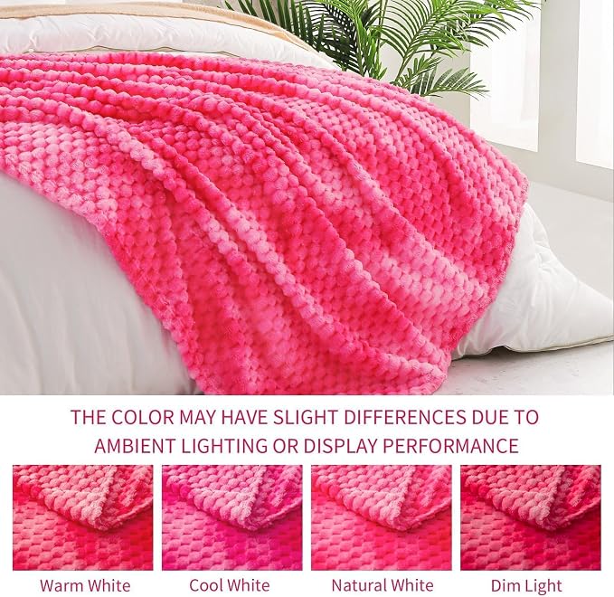 Exclusivo Mezcla 3D Fleece Twin Size Blanket for Bed, Tie-dye Pink | Extra Soft Fuzzy Plush Lightweight Bed Blankets, Cozy Fluffy Decorative Blankets for All Seasons, 60x80 Inches