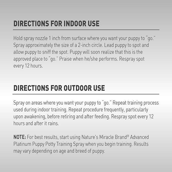 Nature's Miracle Advanced Platinum Puppy Potty Training Spray, 8 oz | Helps Encourage Puppies To Go Where You Want, Lasts Up To 12 Hours, For Indoor & Outdoor Training