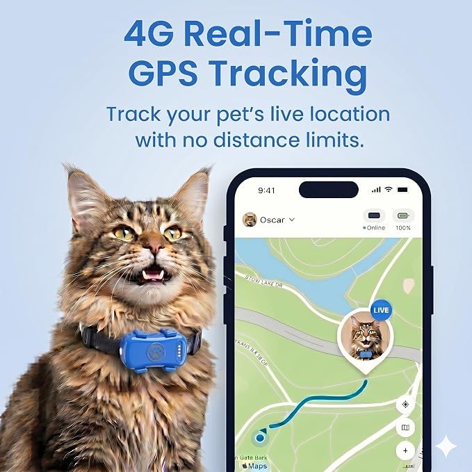 GPS Tracker for Dogs and Large Cats, 4G LTE Pet Collar Tracker