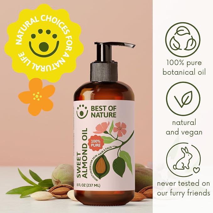 Best of Nature 100% Pure Sweet Almond Oil – Moisturizing Massage & Body Oil, Unscented for Hair, Skin, Face, Soap Making, Aromatherapy, Ideal Carrier for Essential Oils, 5 Gallon Pail (640 fl oz)