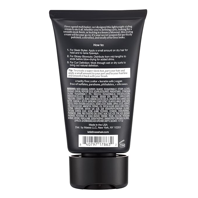 Kristin Ess Ultra Light Styling Cream for Smooth Styles, Shiny Blowout Prep, Curl + Wave Definition, Frizz Control - Lightweight Hold, Vegan, Color Safe, Silicone Free Women's Styling Product, 5 oz