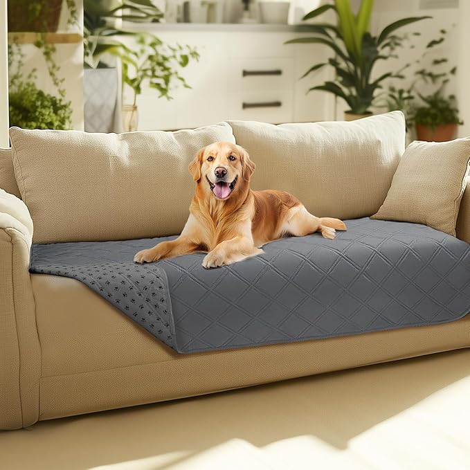 Luciphia Waterproof Couch Cover for Dogs, Non-Slip Pet Sofa Protector | Non-slip waterproof couch cover scratch-resistant machine washable protects sofa bed , Light Grey, 30" x 70"