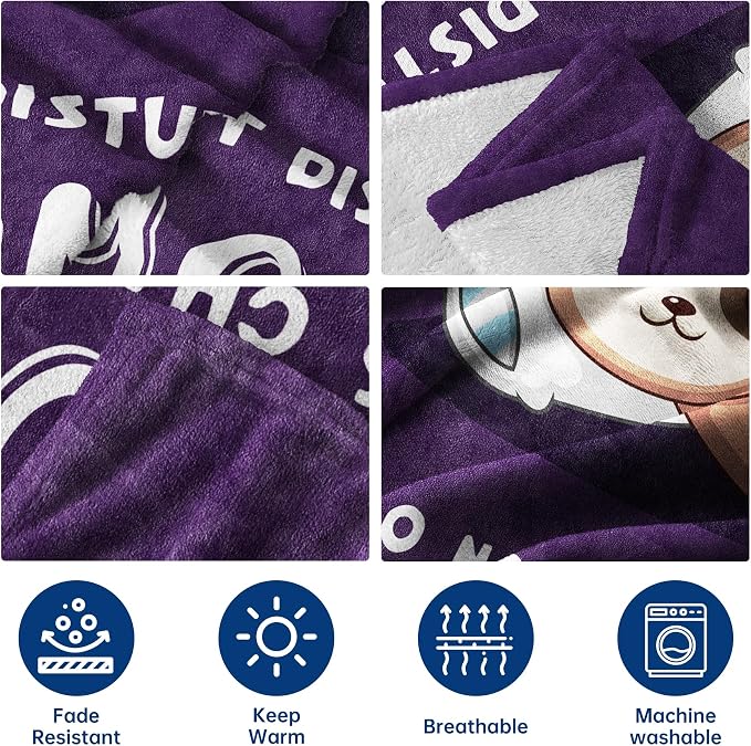Leebbsin Funny Gifts for Mom, Birthday Gifts for Mom from Daughter Son | Mom is Charging Sloth Blanket, 60" x 50", Purple, Mom Gift for Christmas Mothers Day, Soft Sloth Throws Blanket for Mother