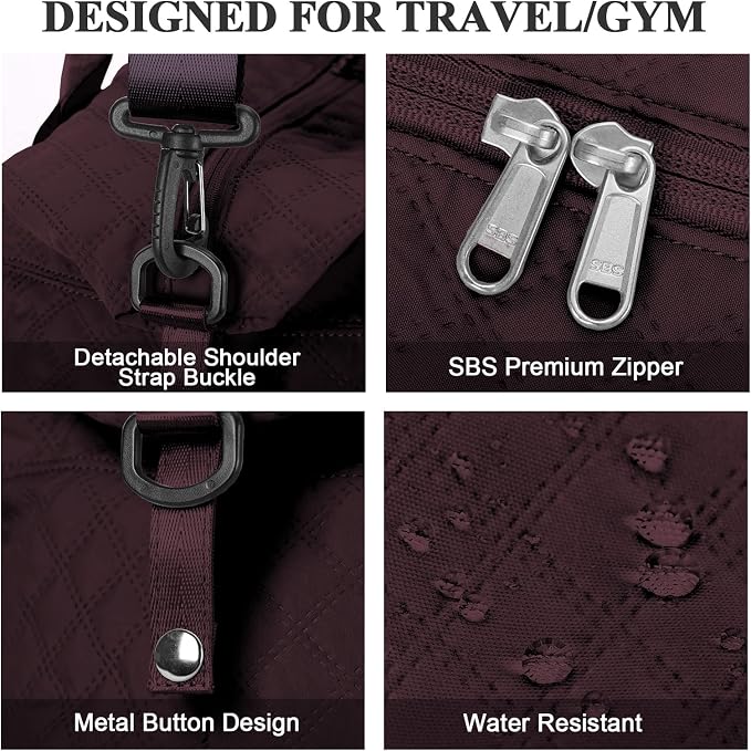Travel Duffel Bag, Carry On Overnight Weekender Bags for Women | Travel Bag with Wet Pocket & Trolley Sleeve, For Spirit Airlines 18x14x8 Personal Item Bag