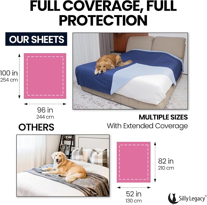 Thin Reversible Waterproof Protective Cover for Bed (Twin Size, 90 x 55 inch), for Pets, Babies; Incontinence, Dirt, Drool
