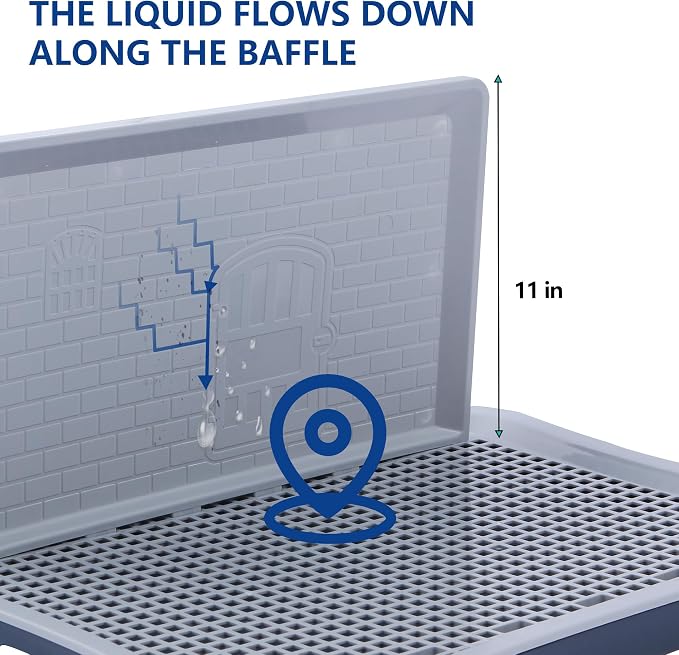 Pee Pad Holder, Indoor Potty Tray for Big and Large Size Dog with Pee Wall, Non-Skid Feet, 23.6x19.7x2 inch (Large)