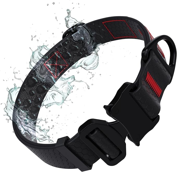 Tuff Pupper Waterproof Action Collar for Dogs | Heavy Duty Water Proof Dog Collar | Tear Proof & Odor Free | Rust-Proof Metal Hardware | Tactical Quick Release Buckle | for Adventurous, Active Dogs