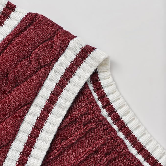 Women's Sweater Vest,Y2K Sleeveless Pattern Preppy Style Knitted Crop Tank Top for Girl