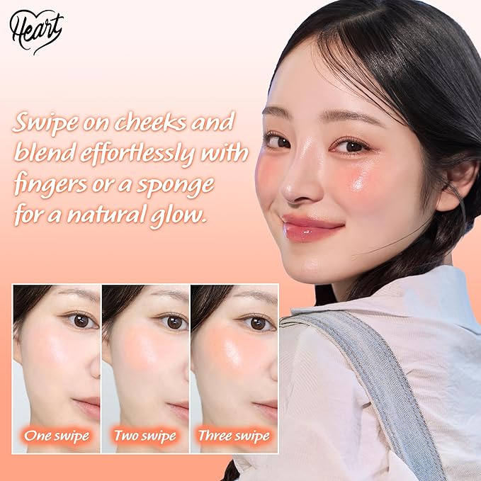 TOUCH IN SOL In My Heart Stick Blush (#Sunset Coral) - Cream Blush Stick for Korean Makeup, Lip & Cheek Multi-Use, Blendable Milk Blusher for Dewy Glow, Kbeauty (0.21 Oz)