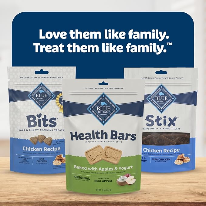 Blue Buffalo Health Bars Apples & Yogurt Dog Biscuits, 16 oz | Oven-Baked, Crunchy Texture, No Chicken By-Product, Corn, Wheat, or Soy