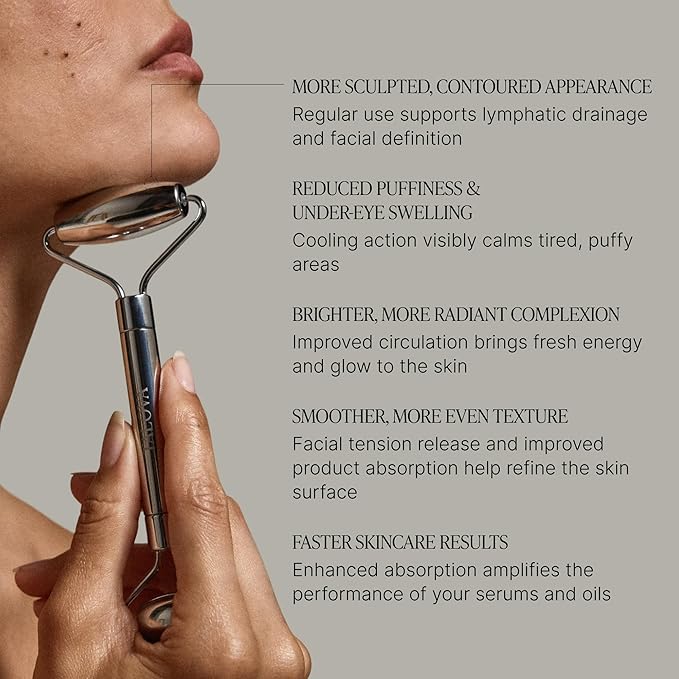 TALOVA - 304-Grade Stainless Steel Facial Roller, Face Roller for Eyes, Double Chin, Jawline & Neck, Reduce Puffiness & Improve Wrinkles, Massage Tool for Anti-Aging, Lifting & Lymphatic Drainage