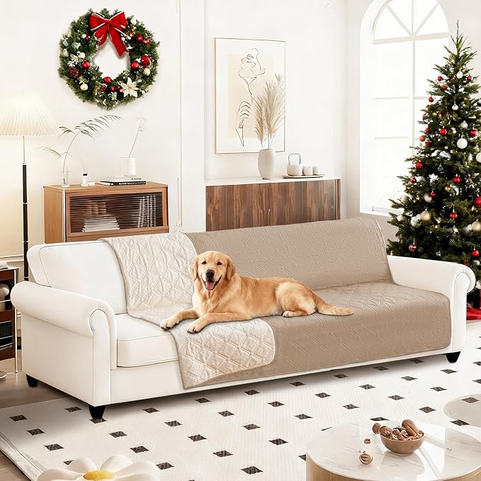 Waterproof Couch Covers for Pets, Waterproof Dog Bed Cover, Anti-Slip Soft Dog Blankets, Couch Cover for Dogs Washable, Pet Blanket for Puppy Large Dogs Cat (82x120 Inch, Khaki)