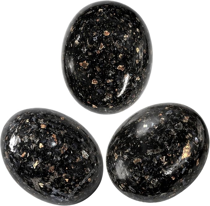 Amazing Gemstone Nuummite Crystals and Healing Stones - Large Palm Stone Crystals Piedra - Crystal for Good Luck, Balanced Positive Energy, Meditation - Unique Stocking Stuffers, Gifts for Women