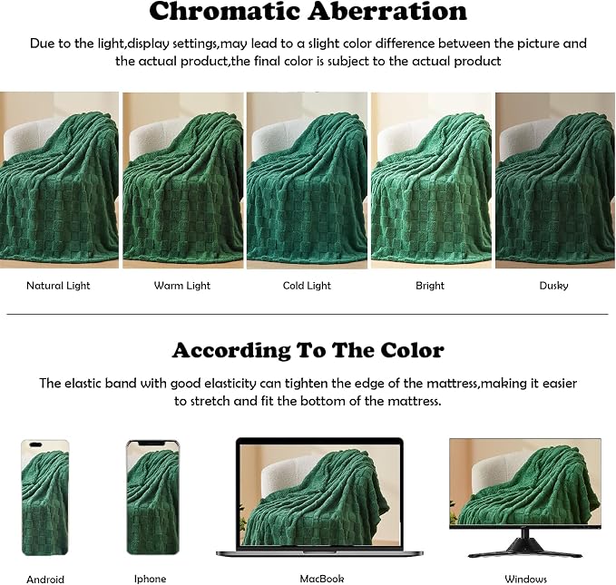 NEWCOSPLAY 3D Checkered Flannel King Blanket, Dark Green, 90"x110" | Super Soft Cute Lightweight Decorative Premium Silky Fleece Blanket for Couch Sofa Bed, Gift for Women Men, All Season Use