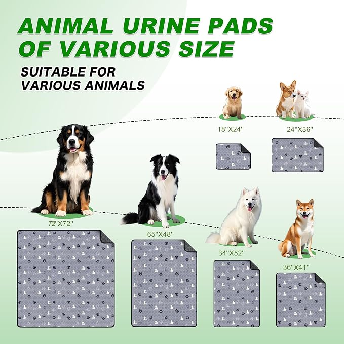 WanpeeGoo Washable Pee Pads for Dogs, Waterproof, 18 x 24 in, 2 Pack, Gray | Super Absorbent, Waterproof and Non-Slip; Washable, Reusable Dog Pads for Crates, Playpens, Floors, Furniture and Travel