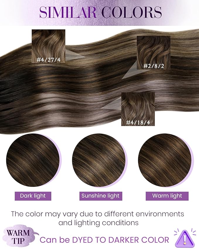 LaaVoo I Tip Hair Extensions Human Hair Brown Itips Hair Extensions Dark Brown Balayage Brown Itip Human Hair Extensions Silky Straight Hair 14inch 80g 160s
