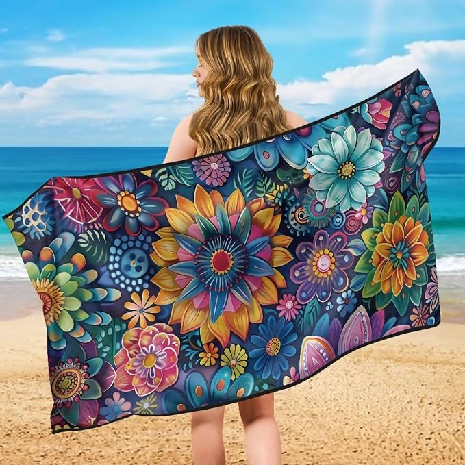 INSTANTARTS Dahlia Car Seat Towel Covers Yoga Towel Car Seat Cover Portable Yoga Mat Car Seat Cover