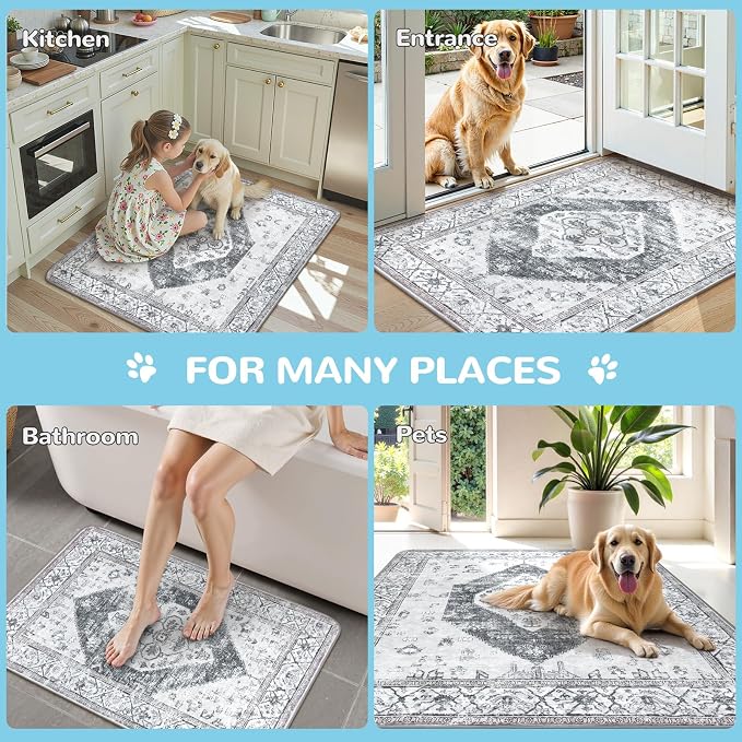 Lahome Reusable Washable Puppy Pads - 2 Pack Super Absorbent & Waterproof Dog Training Mats for Potty, Crate and Floor - Leakproof Pee Pads with Non-Slip Backing (Gray, 36"x48")