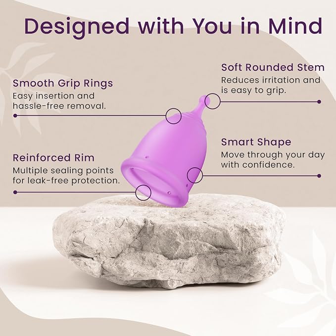 EcoBlossom Reusable Menstrual Cup Set - The Most Reliable Medical Grade Silicone Period Cups - Comfortably use for 12 Hours (2 Small Cups)