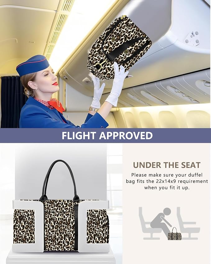 Women Weekender Travel Duffle Bag: Travel Duffel Overnight Bags with Shoe Compartment Large Carry on Tote with Toiletry Bag Weekend Traveling Yoga Gym Hospital Bag for Women with Wet Pocket Cheetah