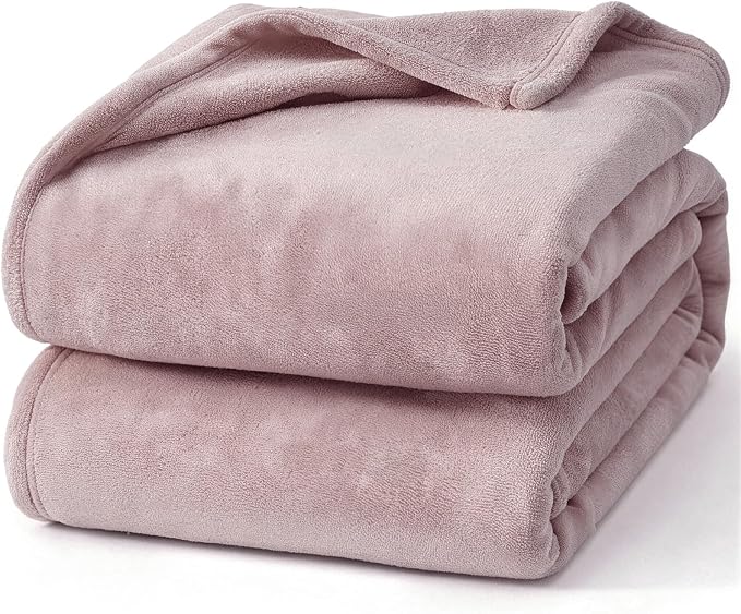 Hansleep Queen Pink Fleece Blanket, Soft Flannel Bed Blanket | Fuzzy Cozy Blanket 90x90 Inches, Multi-use for Bed, Sofa, Couch, Travel, Camping, All Season Warm Lightweight Cover